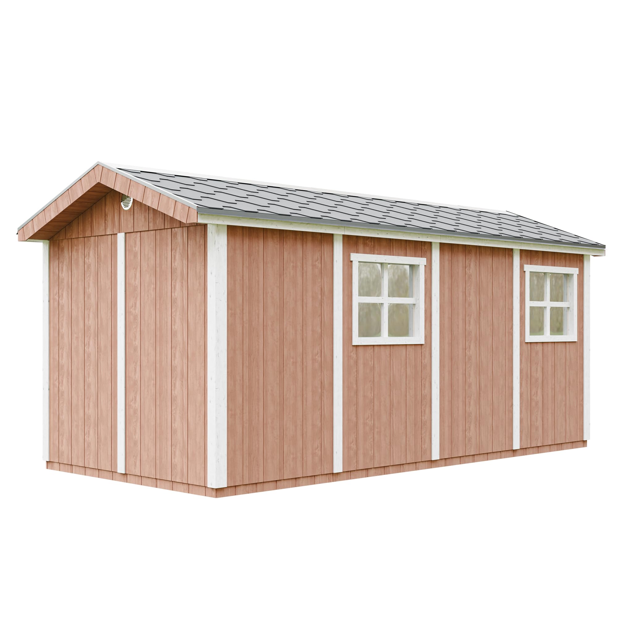 Domek ogrodowy najwyższej jakości 11,47 m² - H252x250x530 cm - Konstrukcja z paneli LP Smartside - Z podłogą i gonty bitumiczne - Timbela M915C-REDWOOD RED