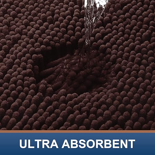 Miniatura 5 de smiry Alfombra de baño de felpilla de lujo de 16 x 24 pulgadas y en forma de U de 20 x 20 pulgadas, extra suave y absorbente, lavable a máquina,