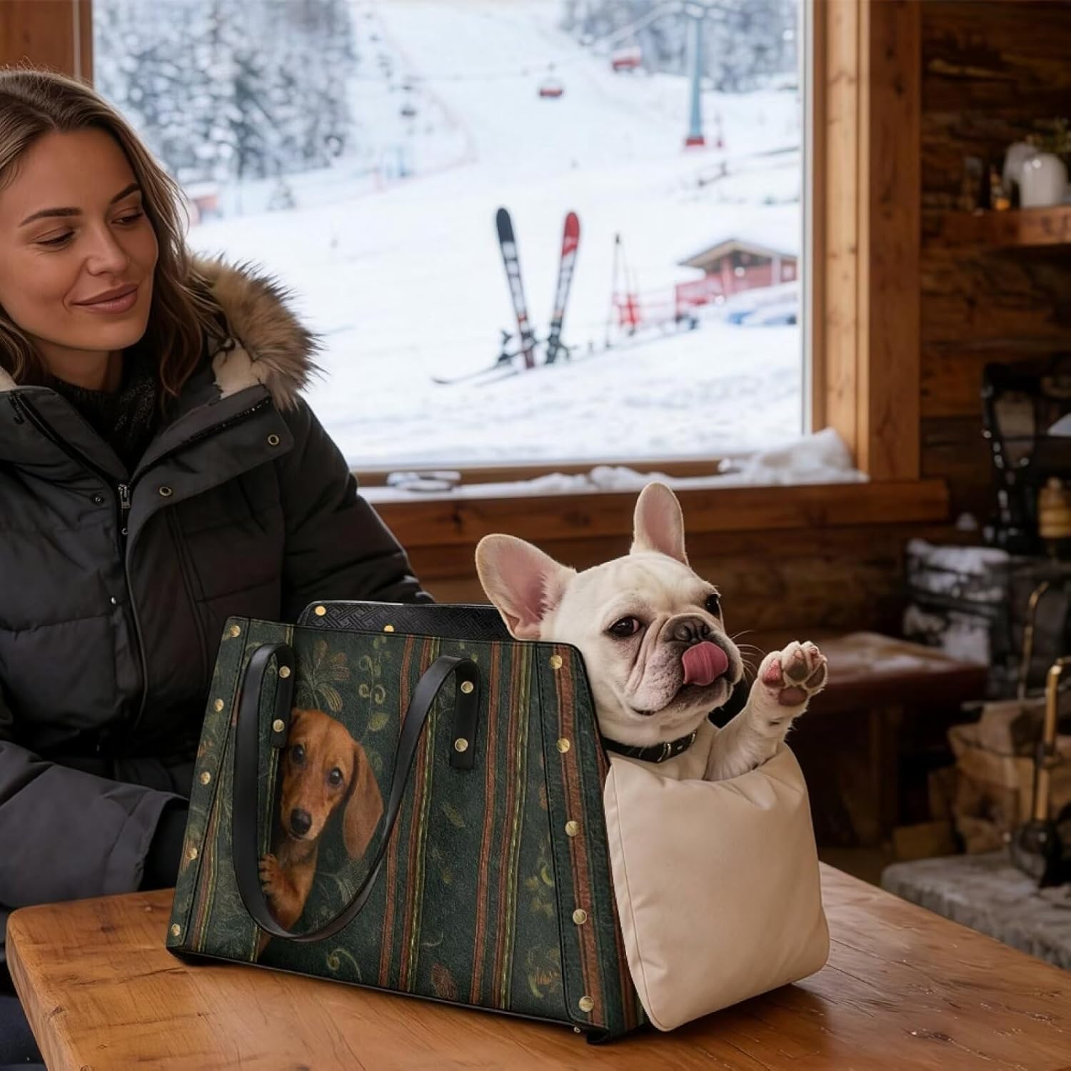 Dachshund Floral Print Pet Carrier Purse for Cat Dogs, Top Opening Travel Shoulder Bag, Comfort Portable Dog Bag Carrier Tote Purse with Cushion