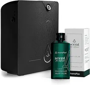 AromaPlan Bundle: Black Smart Scent Air Machine + Hotel Scents Lavender (5 Fl Oz) - USA Made, Aroma & Longer Lasting
