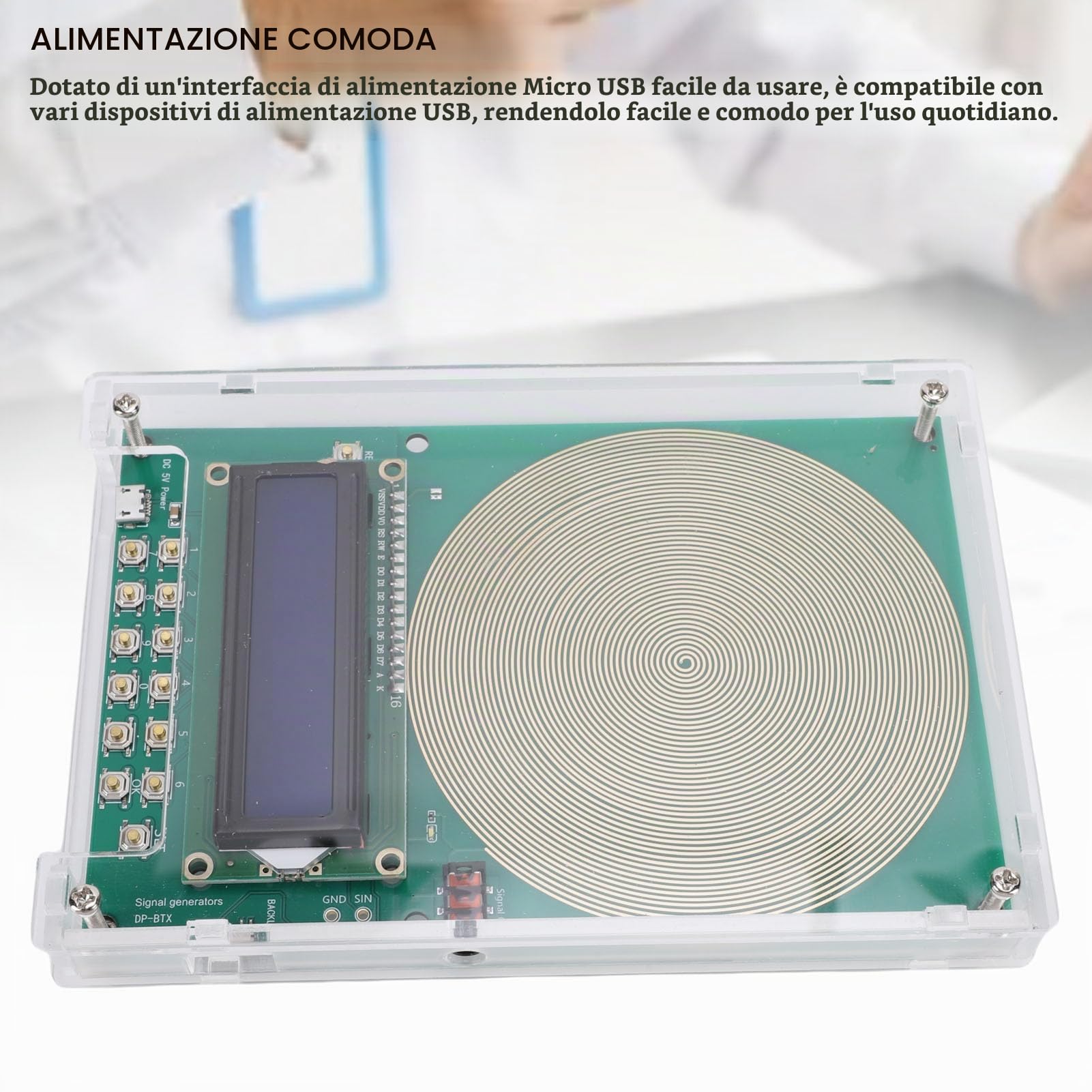 Generatore di Frequenza Regolabile, per la Guarigione da 0,1 Hz a 30.000 Hz, Generatore di Risonanza 7,83 Hz, Generatore di Segnale Sinusoidale Alimentato Tramite USB C