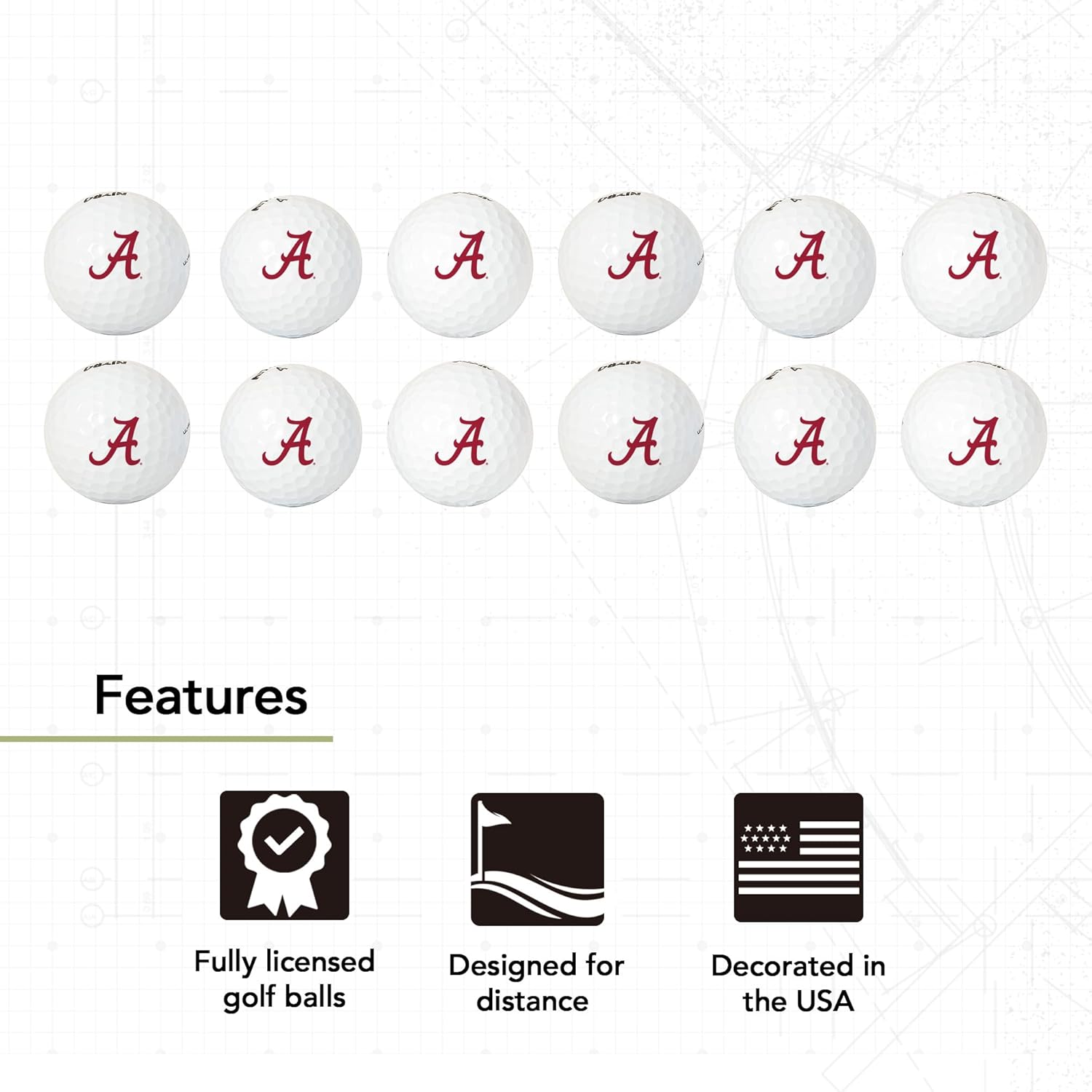 Desert Cactus University of Alabama Crimson Tide Golf Balls 12 Pack – UA Crimson Tide Full Color Dozen – Officially Licensed Sport Team Accessory (Design B)