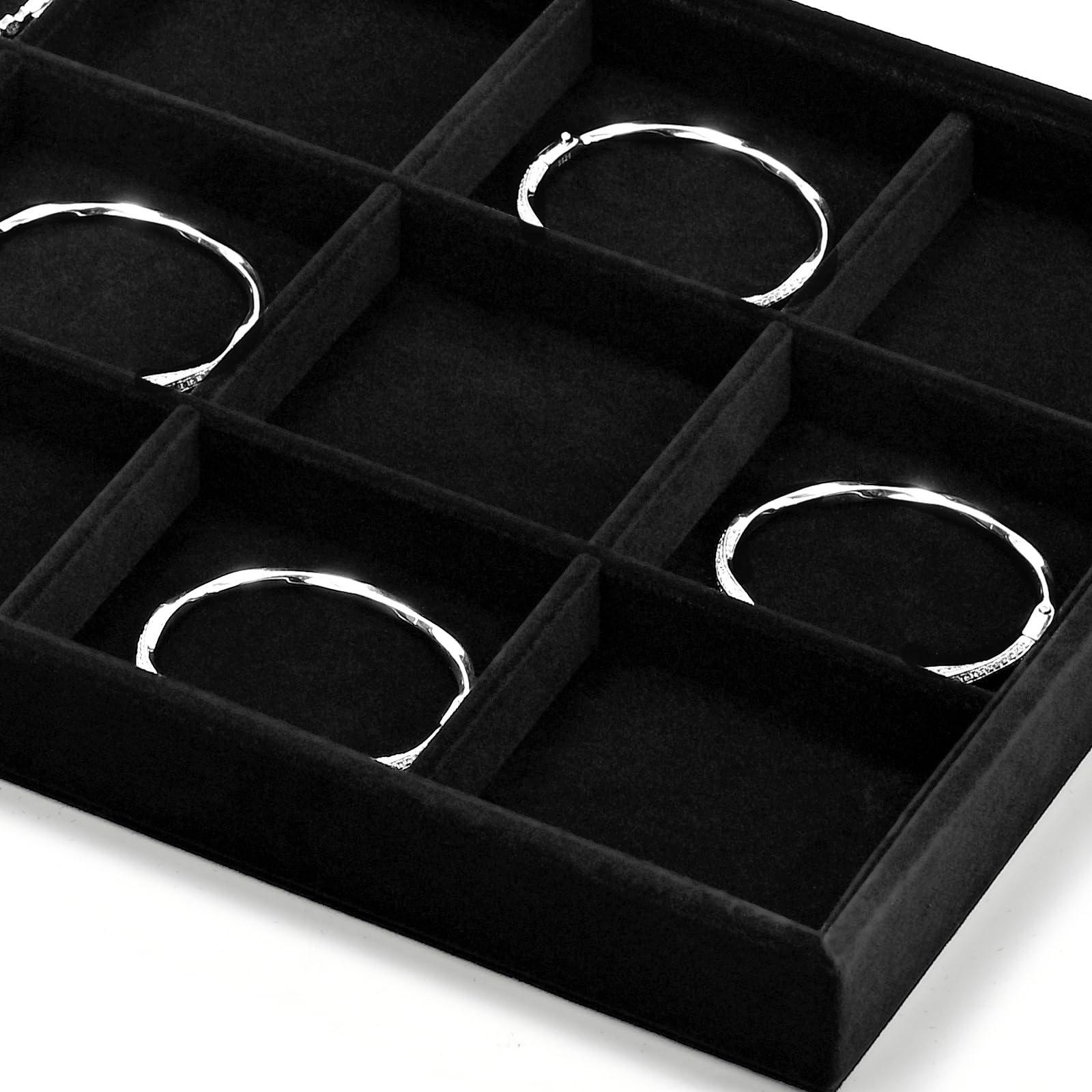 Oirlv Noir Velours 12 Grilles Plateau à Bijoux,Rangement De Bijoux Tiroir Plateau Organisateur De Bijoux Bagues Boucles D'oreilles Bracelets Organiz