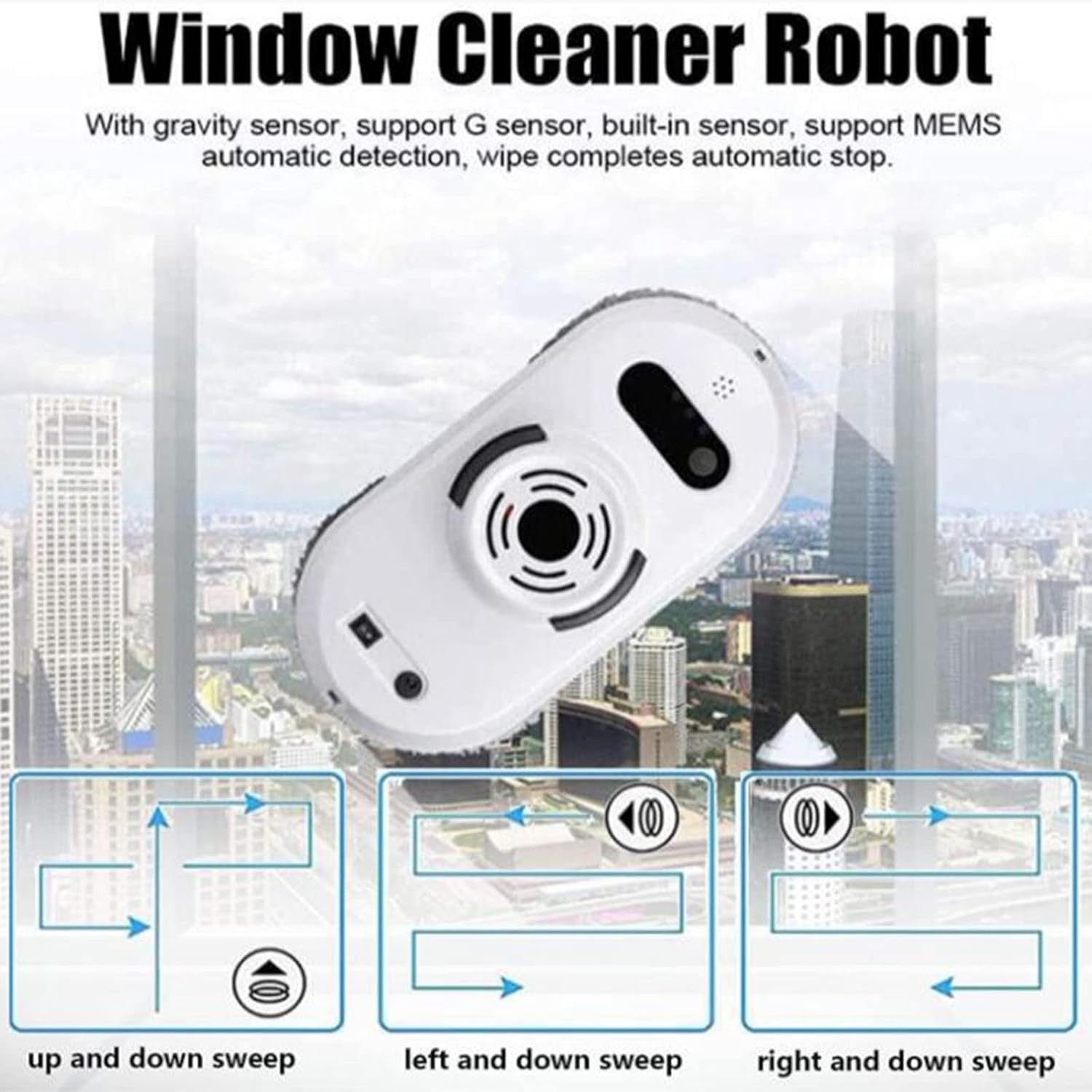 White Window Cleaning Robot, Automatic Window Cleaner Robot, Robot Window Cleaner, Window Vacuum Cleaner with Auto Water Spray, Window Robot Cleaner.