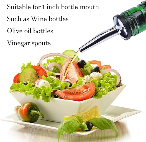 Miniatura 6 de LanMa Boquilla para botella de acero inoxidable para verter licor, vinagre, jarabe o aceites con embudos de acero inoxidable (2 unidades)