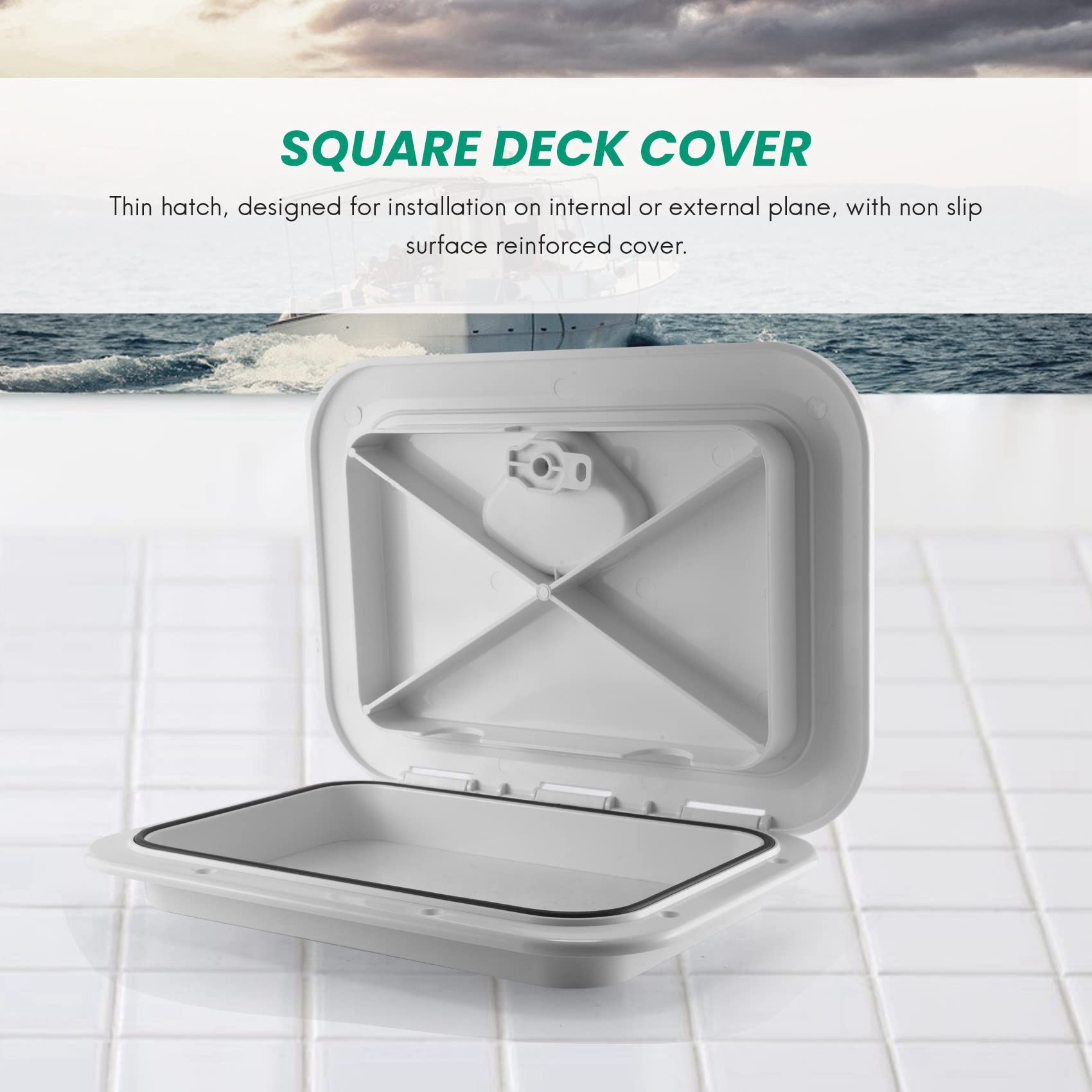 Xnuiasqe 270 x 375Mm Plastic Anti Aging Ultraviolet White Deck Marine Hatch Deck Access Hatch Boat Hatches Inspection Yacht Cover RV - Image 3