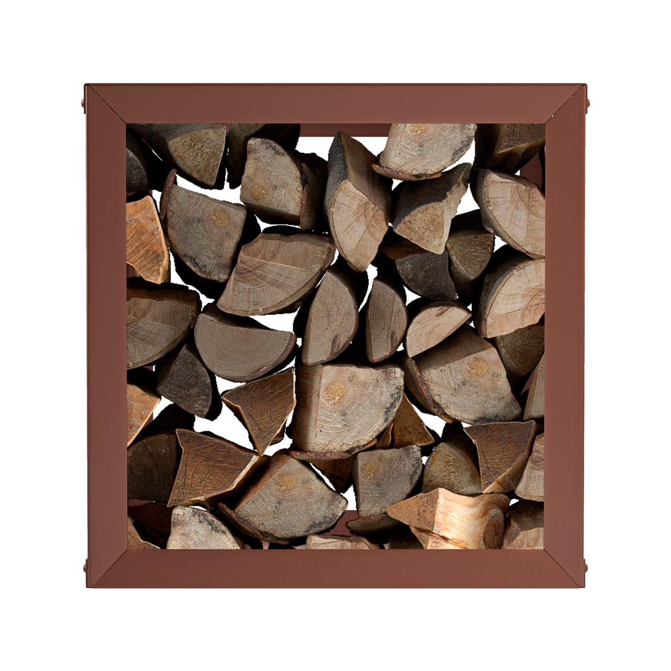 hiyard Holzlager I Wooker square 49 x 49 cm I Kaminholzregal I Brennholzregal I Made in Germany I rostbraun
