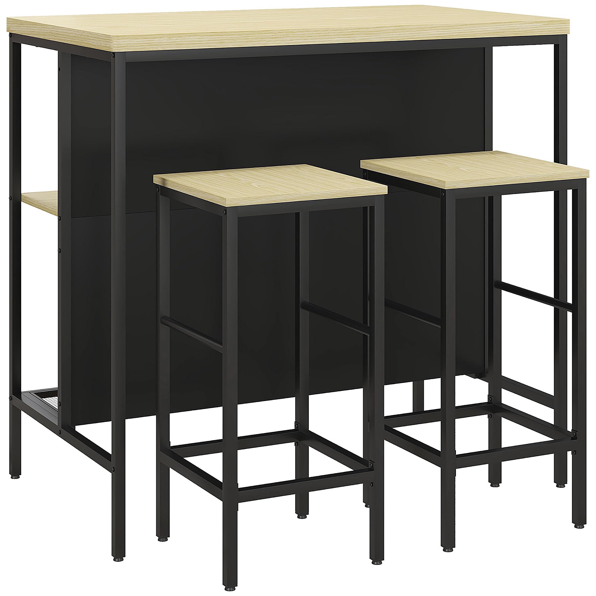 homcom table de bar avec 2 tabourets