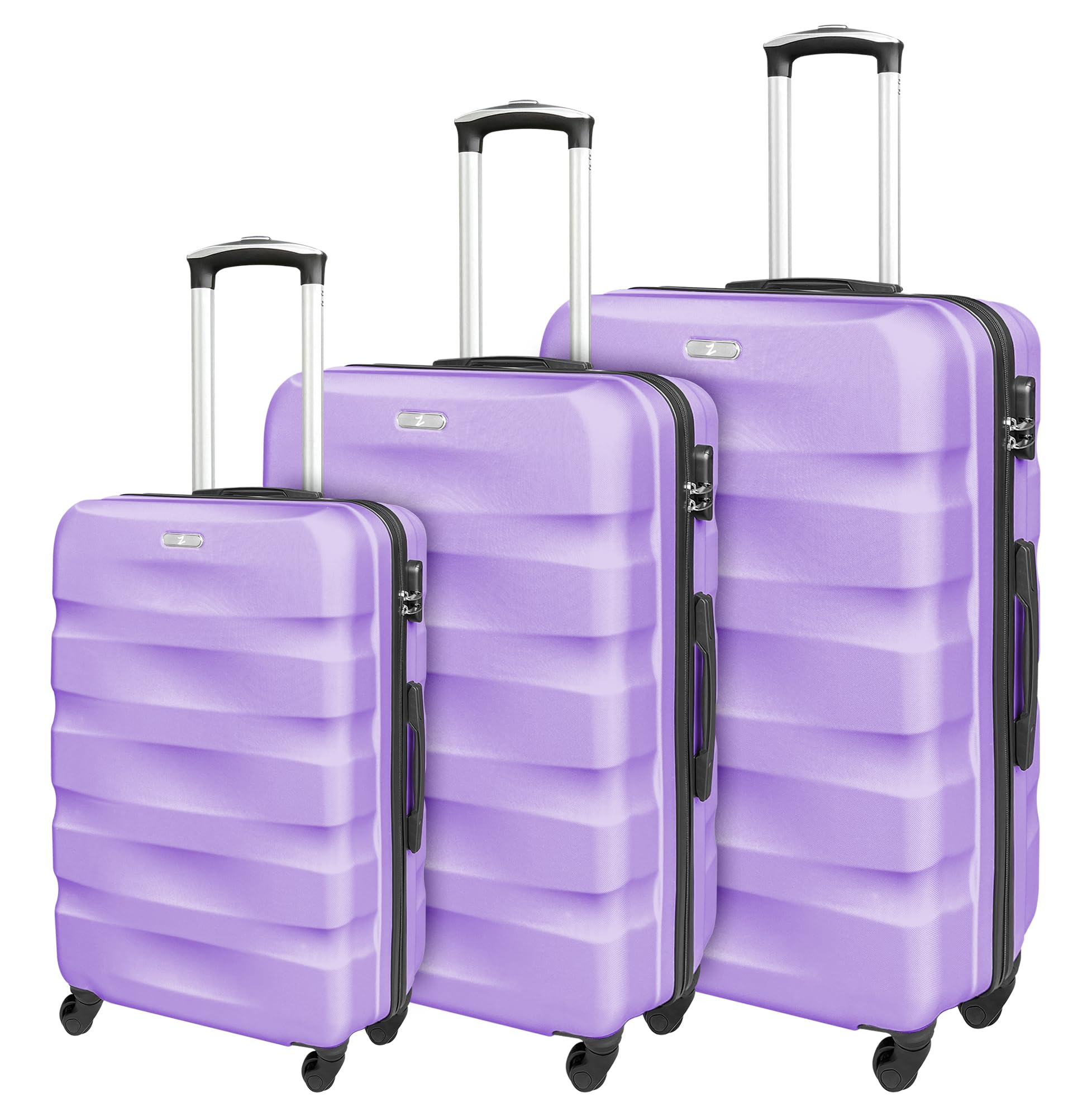 Set Di 3 Valigie Rigide ABS Valigia Da Viaggio Con Chiusura Lucchetto Combinazione Grande Media Piccola Forti Resistenti Manico Telescopico Trolley Borsa Vacanze Set Viaggio Treno Aereo Auto - Lilla
