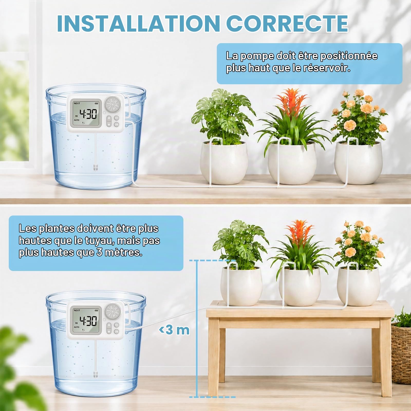 Landrip Système d'arrosage automatique - Arrosage automatique pour plantes d'intérieur - Idéal comme système d'irrigation de vacances pour jusqu'à 15 plantes en pot, parterre de fleurs, terrasse