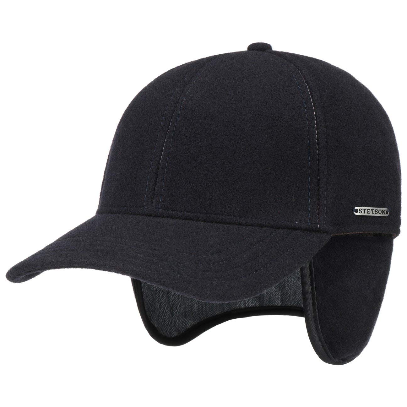 StetsonVaby Earflap Full Men’s Cap with Cashmere - Peaked Cap with Neck Protection - Baseball Cap with Ear Protection - Fall/Winter Wool Cap - Winter Cap