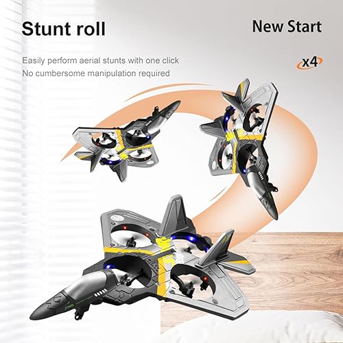 Miniatura 7 de V17 Jet Fighter Stunt RC Plane 2023 Nuevo avión de control remoto de 2.4 GHz con 2 baterías, 360 resistente a caídas Stunt Spin Remote & Light RC