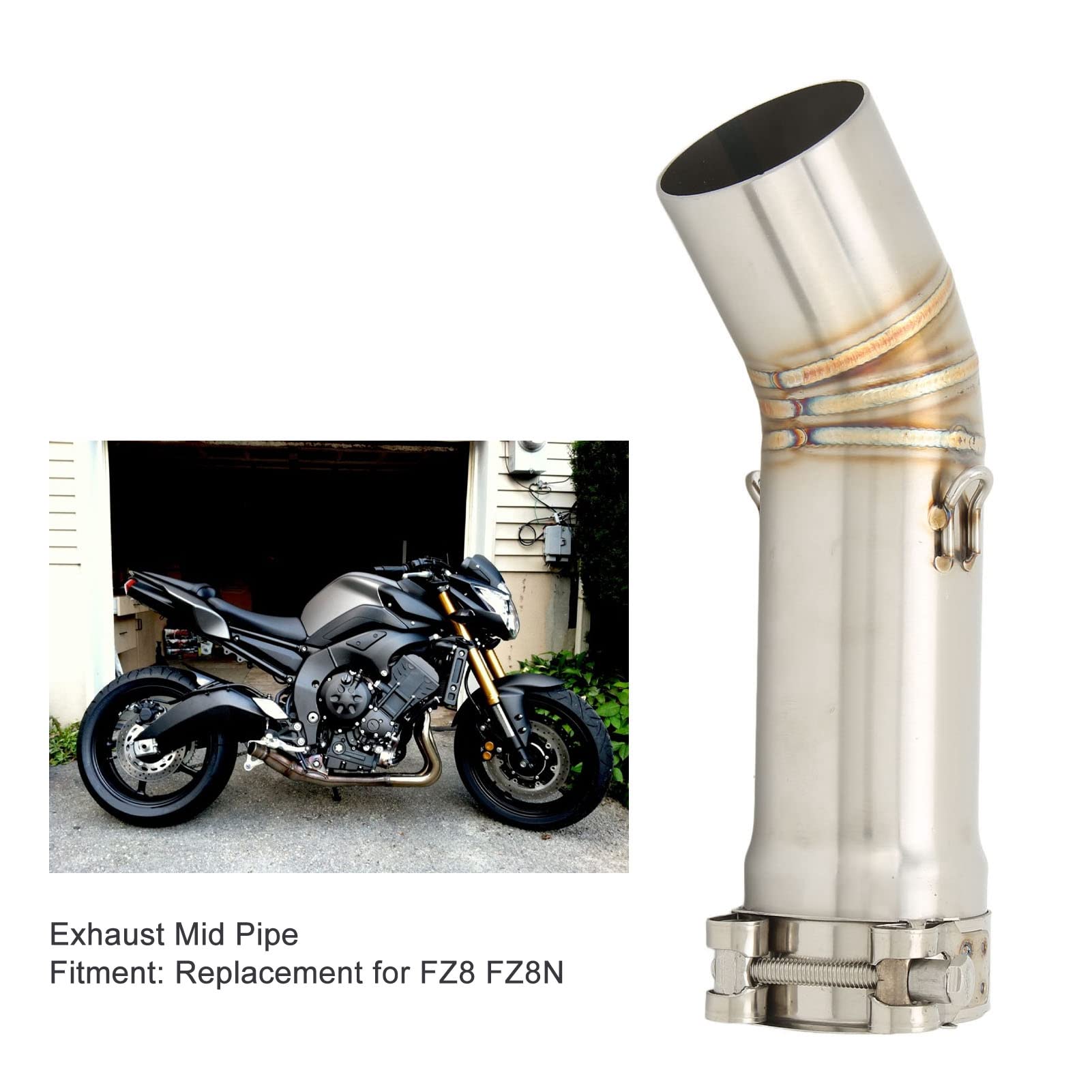 Motorrad-Auspuff-Mittelrohr aus Edelstahl Ersatz für FZ8 FZ8N