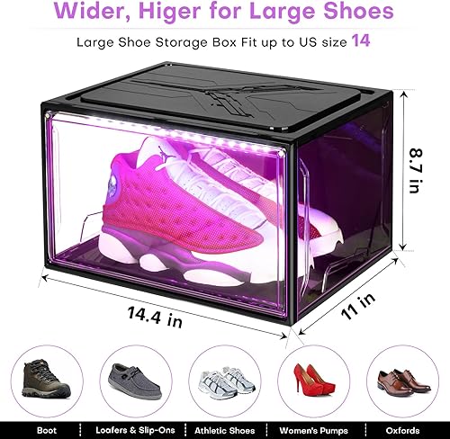 Miniatura 4 de Organizador de almacenamiento de zapatos para armario, estante plegable para cajas de zapatos, paquete de 2, contenedor apilable de plástico