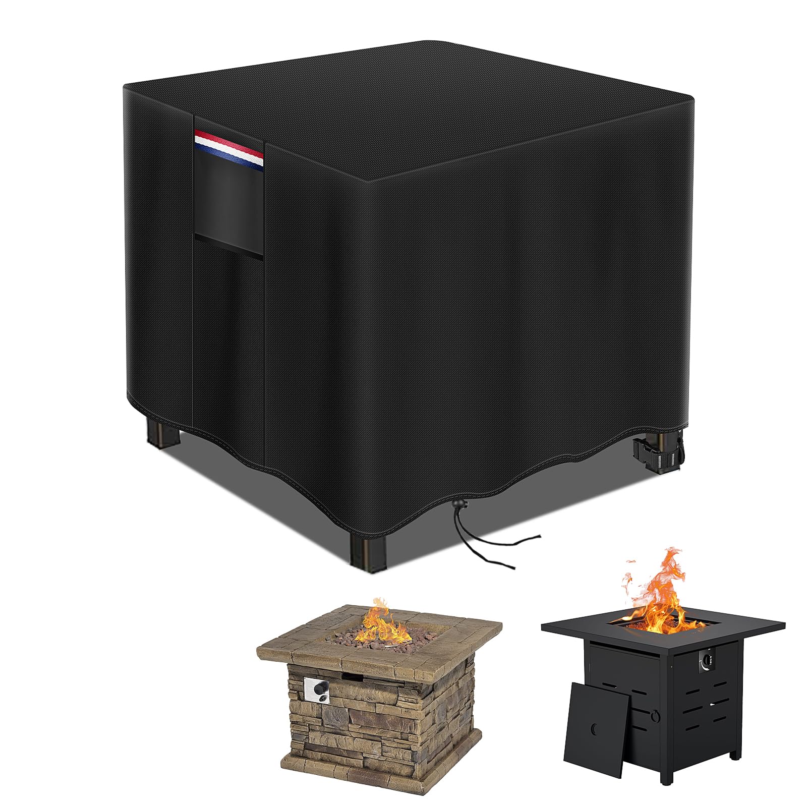 Firepit Covers Round Fire Pit Cover for 26in Wood Burning Fire Pit Grill Table Cover Outdoor Waterproof Cover- 27" D x 16" H-picture-34