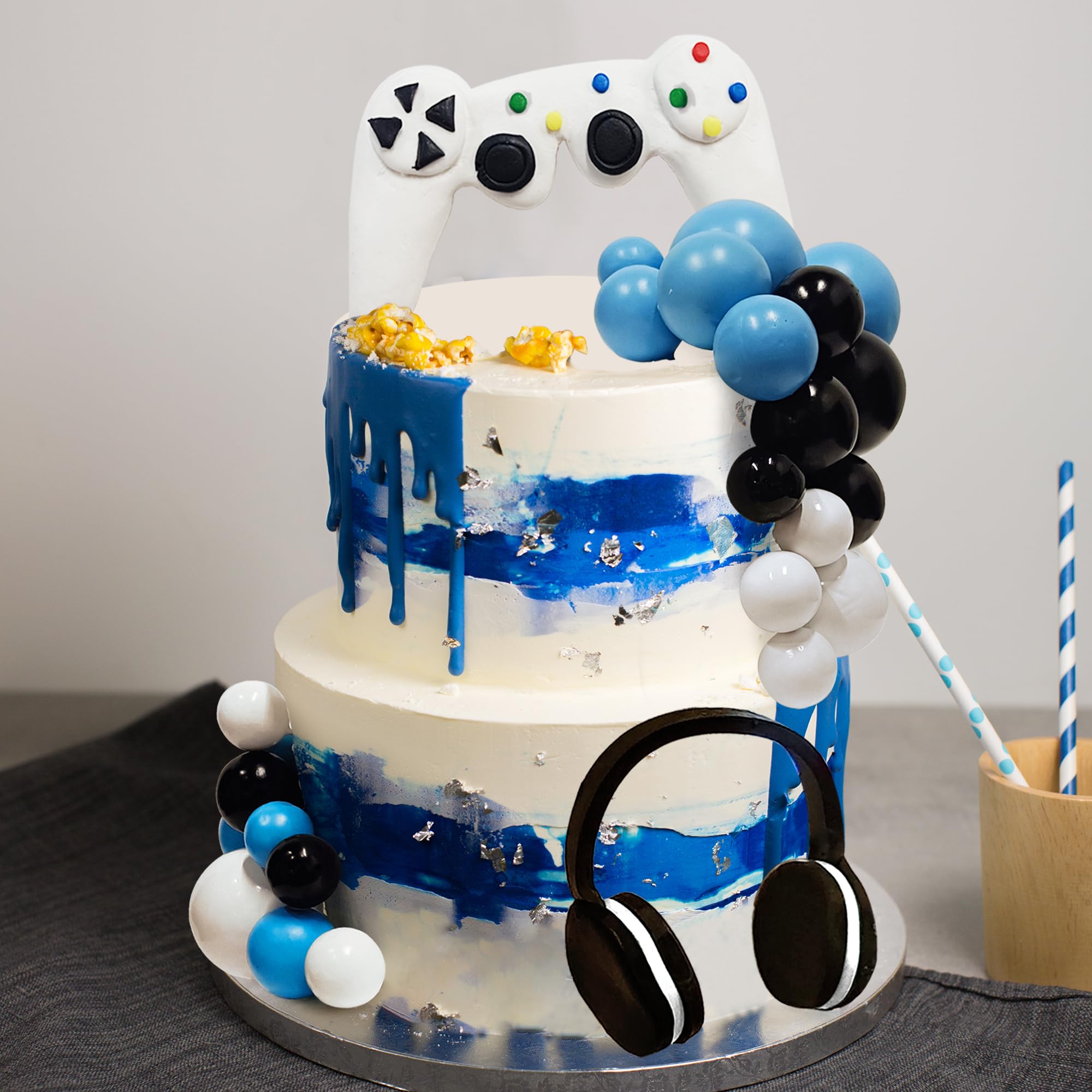 Décorations De Gâteau Thème Jeux Vidéo - Console, Casque Gaming Et Figurines Pour Anniversaire
