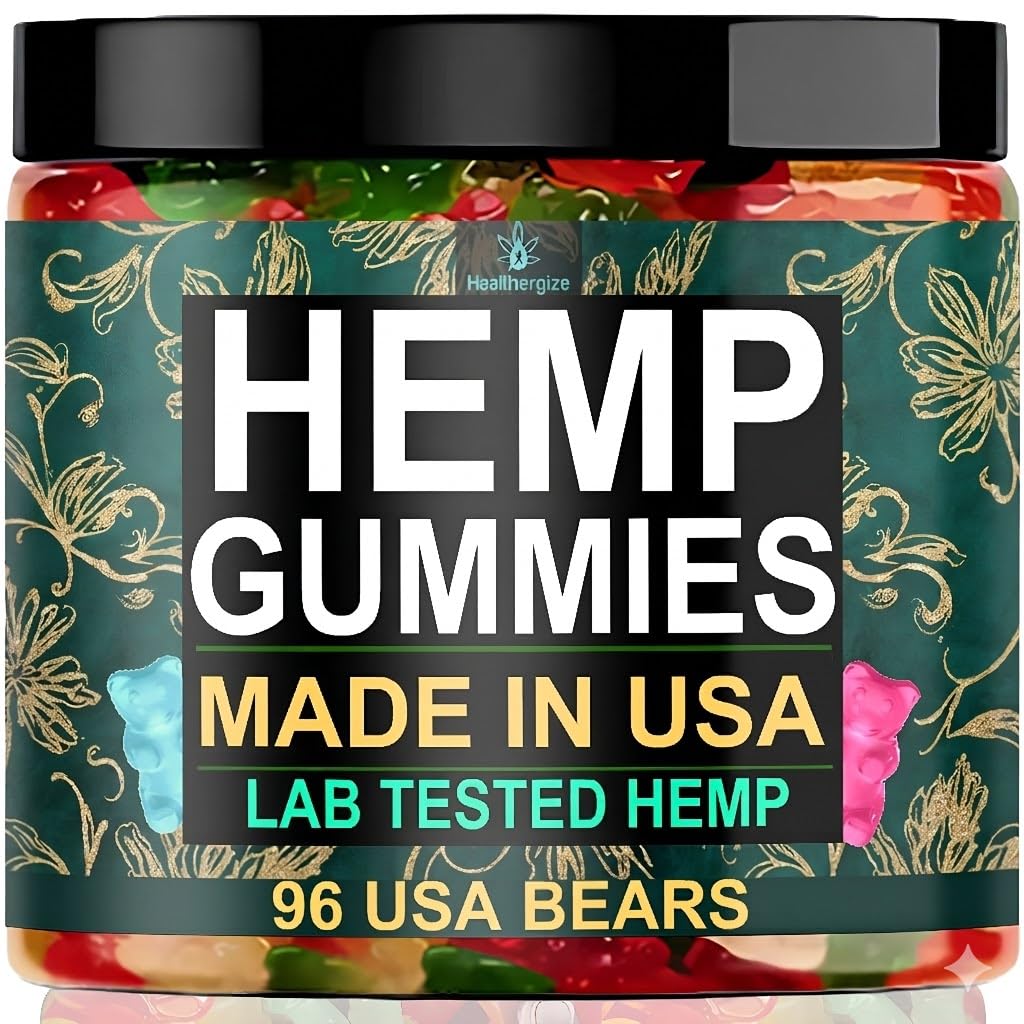 Hemp Gummies for Sleep Calm Relaxation-Made in USA-Natural HempOil Edibles Gummy Bears Candy-96 Count