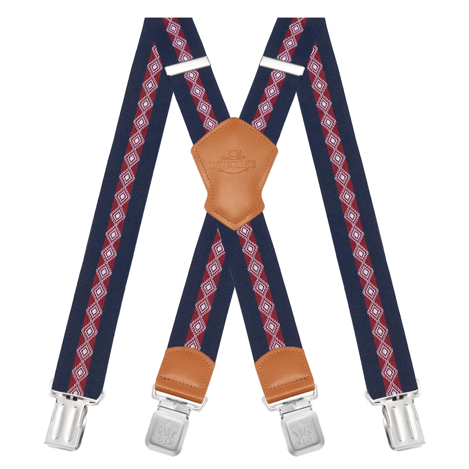Bretelles Homme Larges Réglable Élastique Extra Fort 4 Robuste Clips, pour Hommes et femmes avec en forme X Design et Sangles Extra Larges -4cm