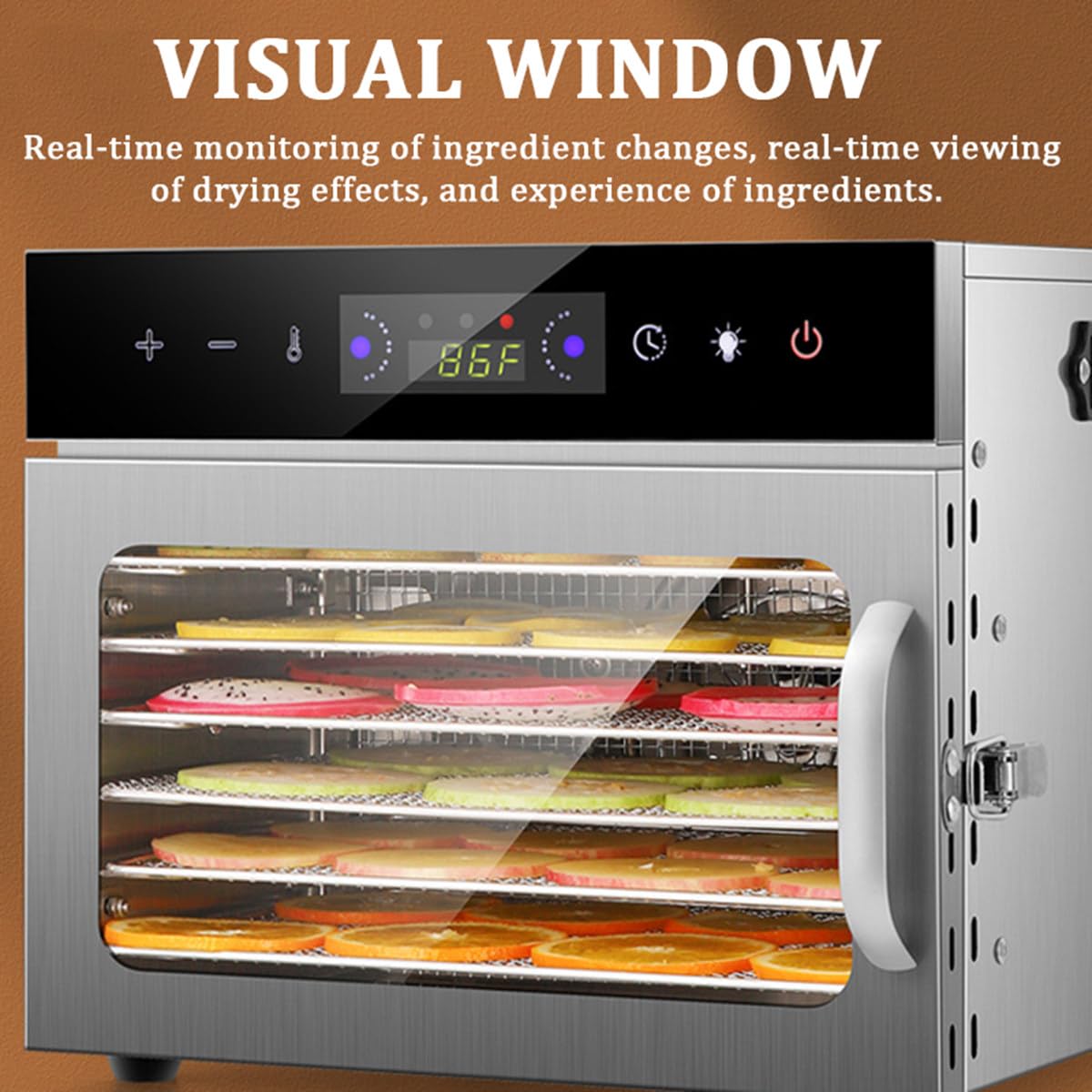 Liofilizzatore 6/8/12/18, macchina per essiccazione alimentare in acciaio inossidabile con temperatura regolabile, timer e display LCD per pesce, verdure, carne secca, erbe aromatiche, 18 strati