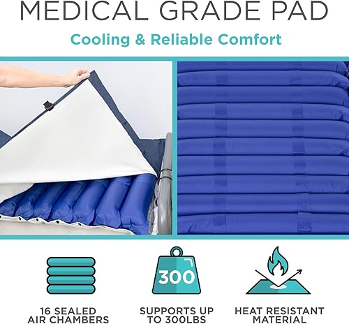 Miniatura 6 de Vive Colchón de presión alterna de 5 pulgadas, almohadilla de aire para úlceras, prevención de úlceras, tratamiento postrado en cama, funda