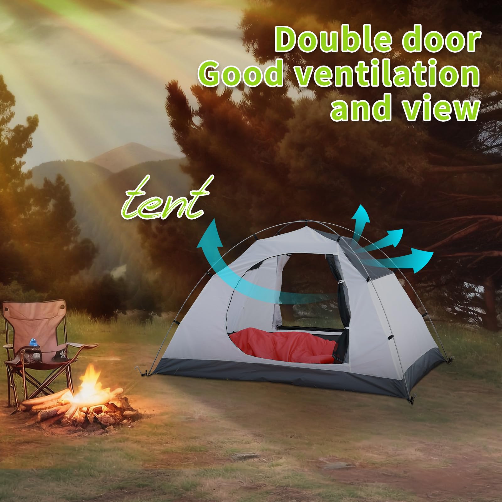Tipi Outdoor Tent Voor 4 Personen, Lichtgewicht Camping En Wandeltent Waterdichte Campingtent Met 2 Weg Ritssluiting Familietent Voor Wandelen Backpacken