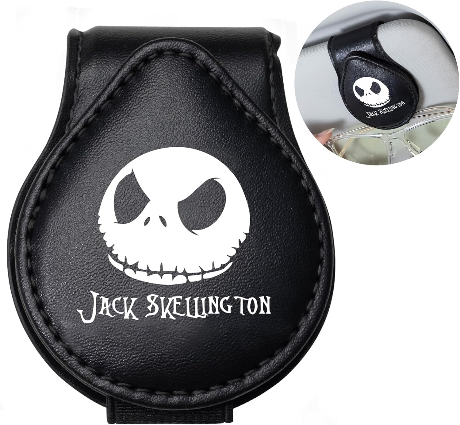 for Jack Skellington Car Sunglasses Holder on Visor,Jack Skellington Car Accessories