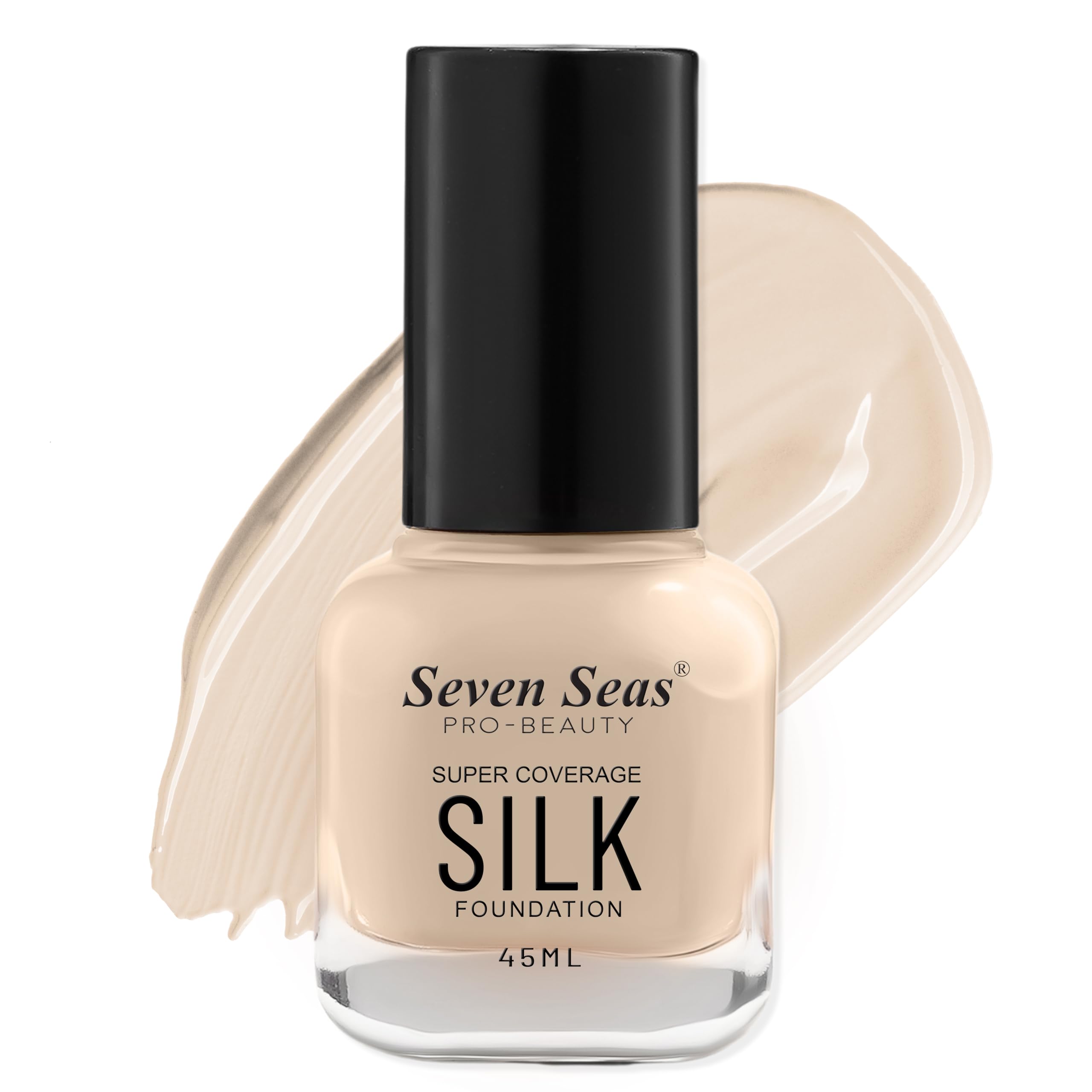 Seven Seas Super Coverage Silk Full Coverage Foundation For All Skin Type Matte Finish & Poreless, Blendable Normal To Oily Skin Combination Smooth With Flawless Beauty (Natural), 1 Count