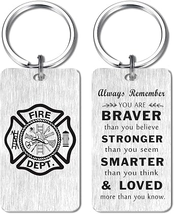 Gezxin Firefighter Gifts for Men - Christmas Fireman Gifts Firefighter Birthday Valentines Graduation Easter Keychain