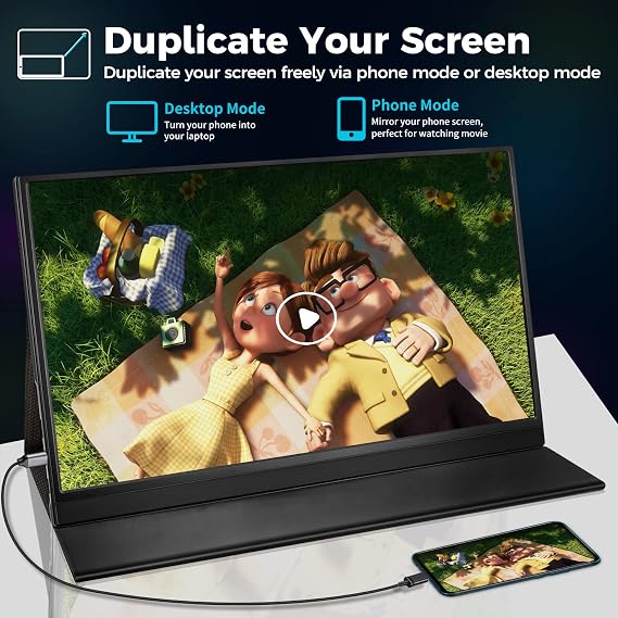 HAMTYSAN Portable Monitor, 15.6'' FHD 1080P Portable Laptop Monitor USB C HDMI Second External Monitor for Laptop, Desktop, Tablet, Phones, PS4/5, Xbox, Switch, Dual Speaker with Protective Case