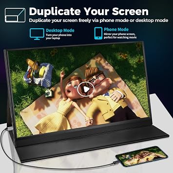 HAMTYSAN Portable Monitor, 15.6'' FHD 1080P Portable Laptop Monitor USB C HDMI Second External Monitor for Laptop, Desktop, Tablet, Phones, PS4/5, Xbox, Switch, Dual Speaker with Protective Case