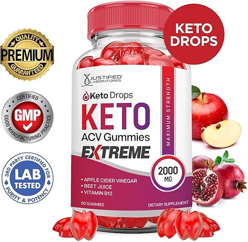 Miniatura 3 de Keto Drops Keto ACV Gummies Extreme 2000 mg Keto Drops Keto Gummies Fórmula avanzada Vinagre de sidra de manzana con jugo de granada y remolacha en