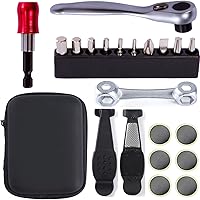Vista 1 de YBEKI Bike Repair Tool Kit Set - Bicycle Multi-Tool Kit with Ratchet Reversible Tool & 10 Tool bits, Bone Wrench, Bike Portable Tool Bag. 6 Month