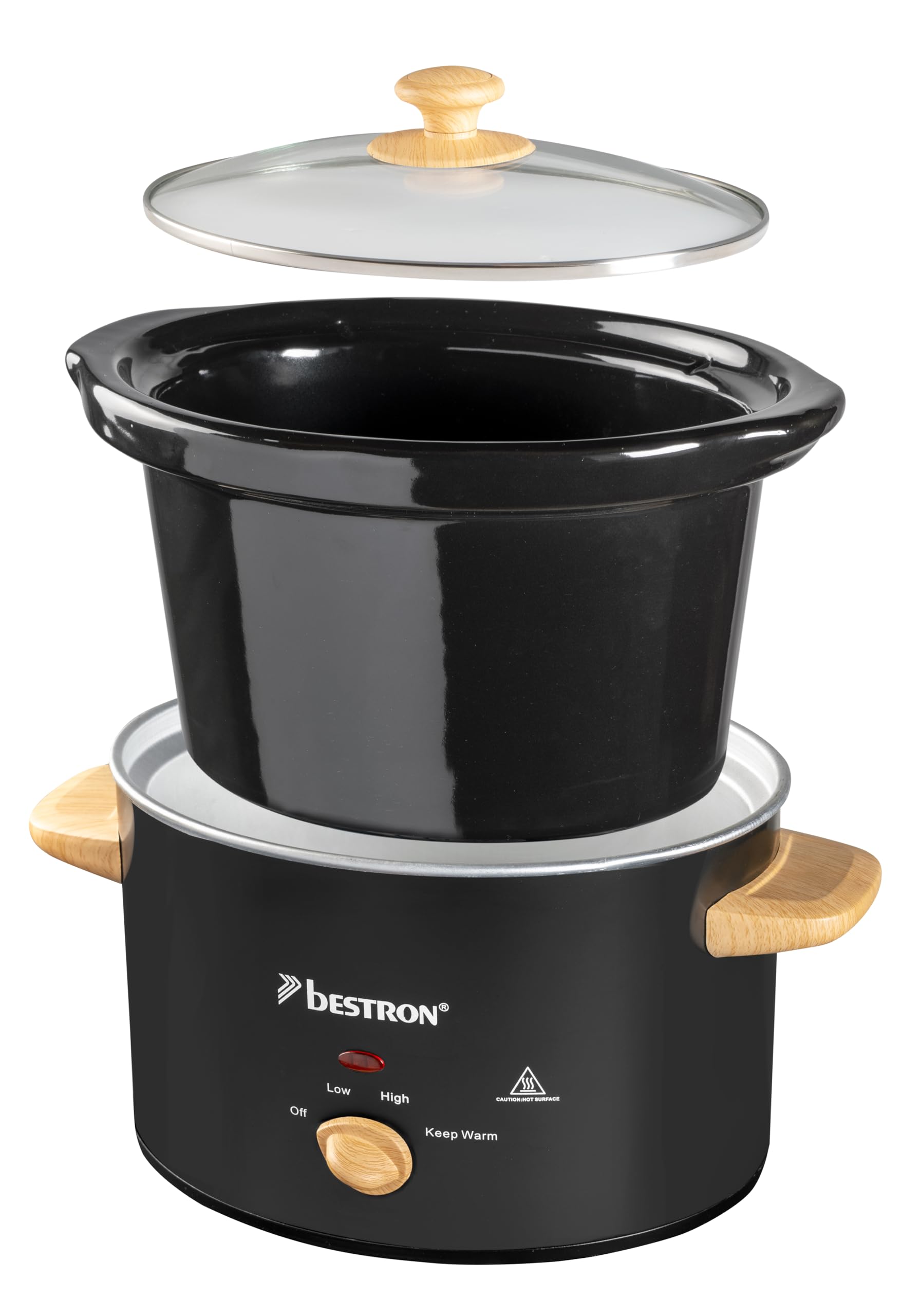 Bestron Slowcooker, Met 3 Programma's, Keramische Pan & Glazen Deksel Voor 4 Personen 35l Capaciteit Vatwasserveilig 180 Watt Kleur Zilver