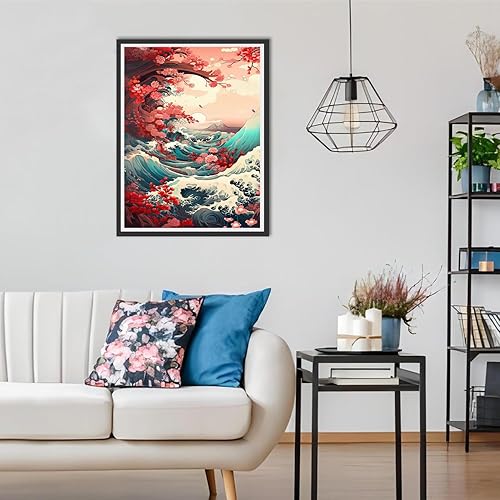 Miniatura 2 de The Great Wave - Kits de pintura de diamantes para adultos, kits de arte de diamantes oceánicos para adultos, kits de arte de gemas de paisaje para