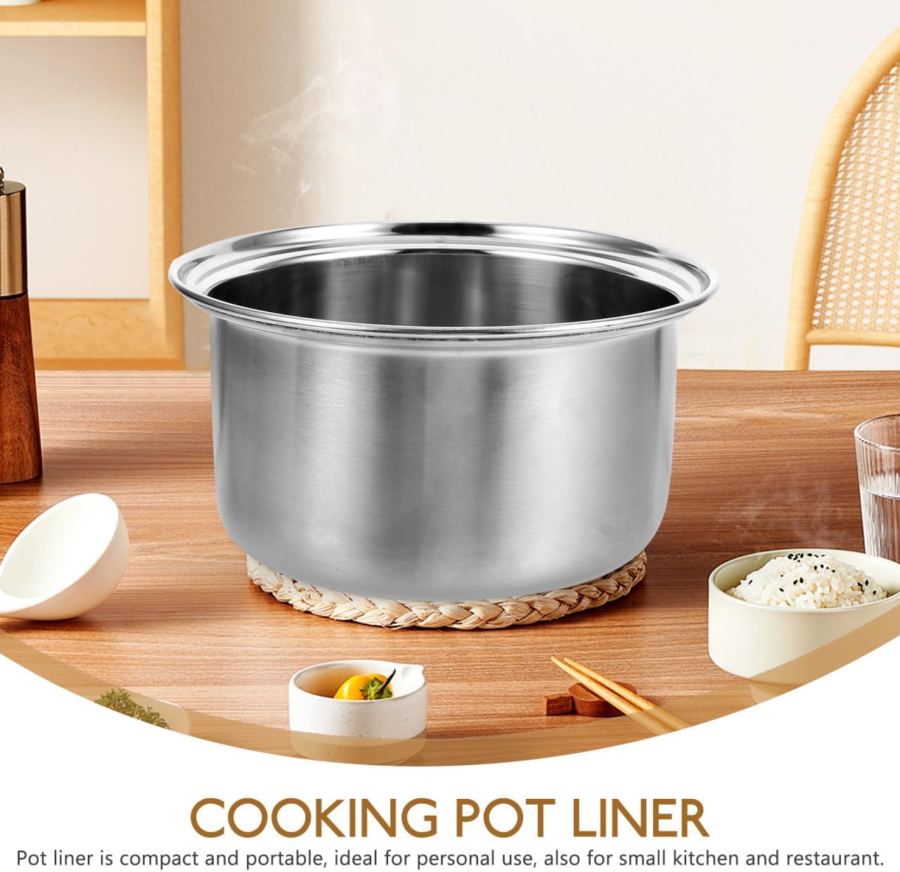 MAGICLULU Stainless Steel Hot Pot Liner for Induction Cooker Single Serving Soup Pot Inner Stock with Dual Flavor Compartments Compact and Heat Resistant Design 6.61 * 6.61 * 3.34in