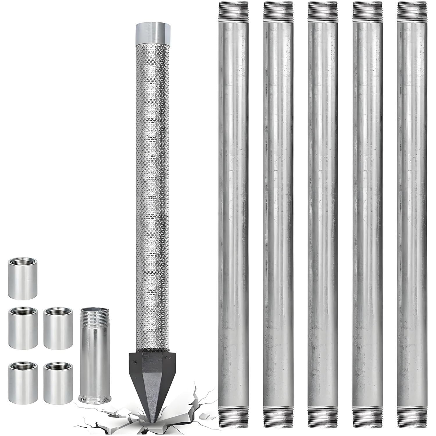 COAKUE 36" Heavy Duty Shallow Well Drilling Kit, Sand Point Well Kit 5+1Kit