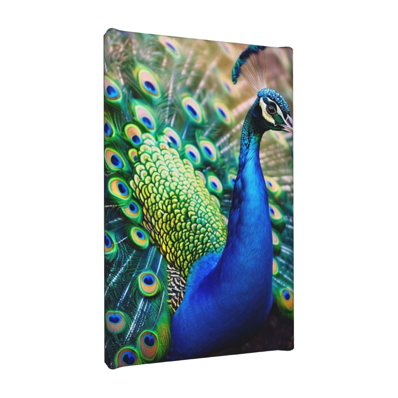 YKLJG Beautiful peacock Printed Wall Art Canvas Painting 20x30 CM Wooden Framed Picture Painting Artwork Prints for Bedroom Kitchen Home Office Decor