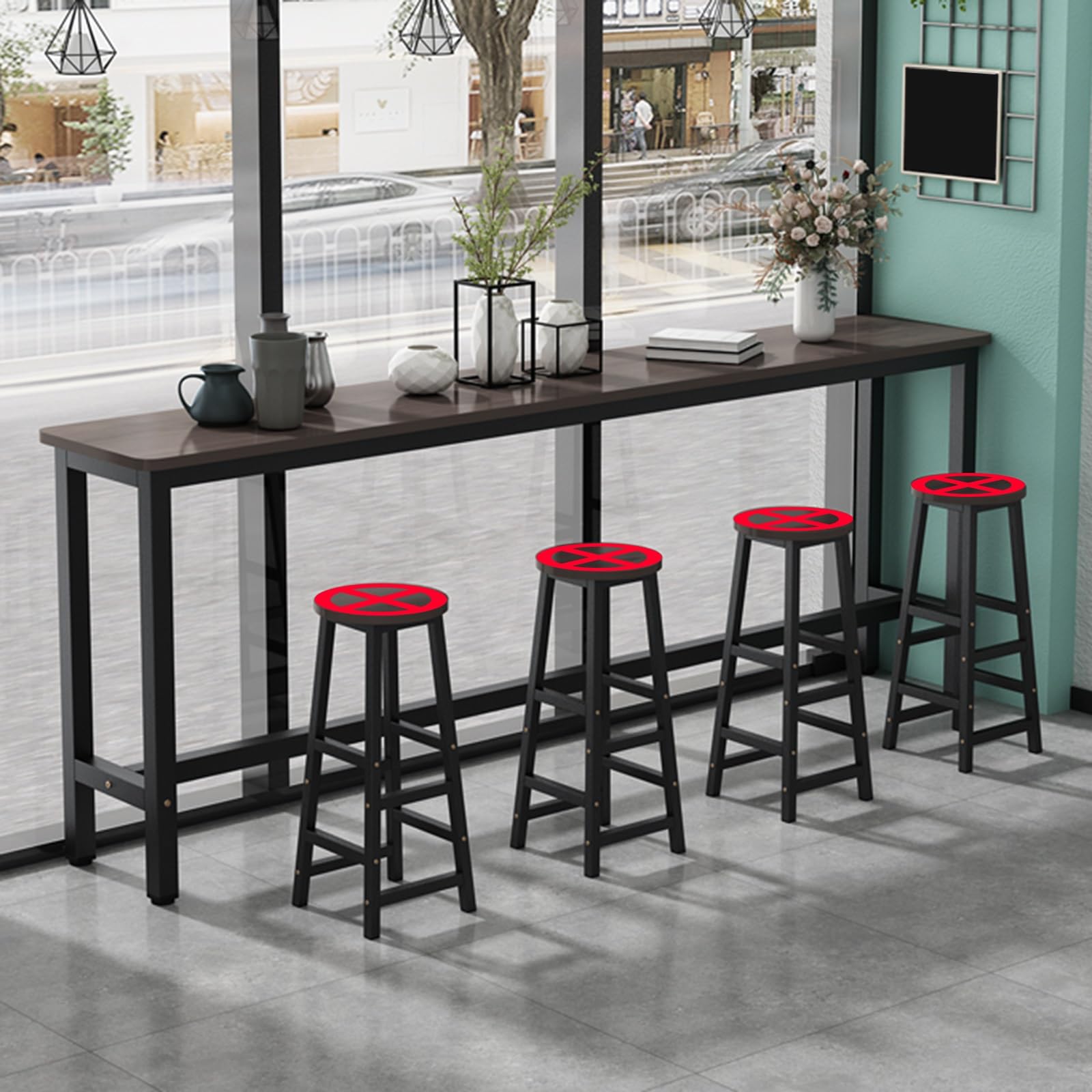 Mesa de bar de madera maciza, consola de sofá larga y estrecha
