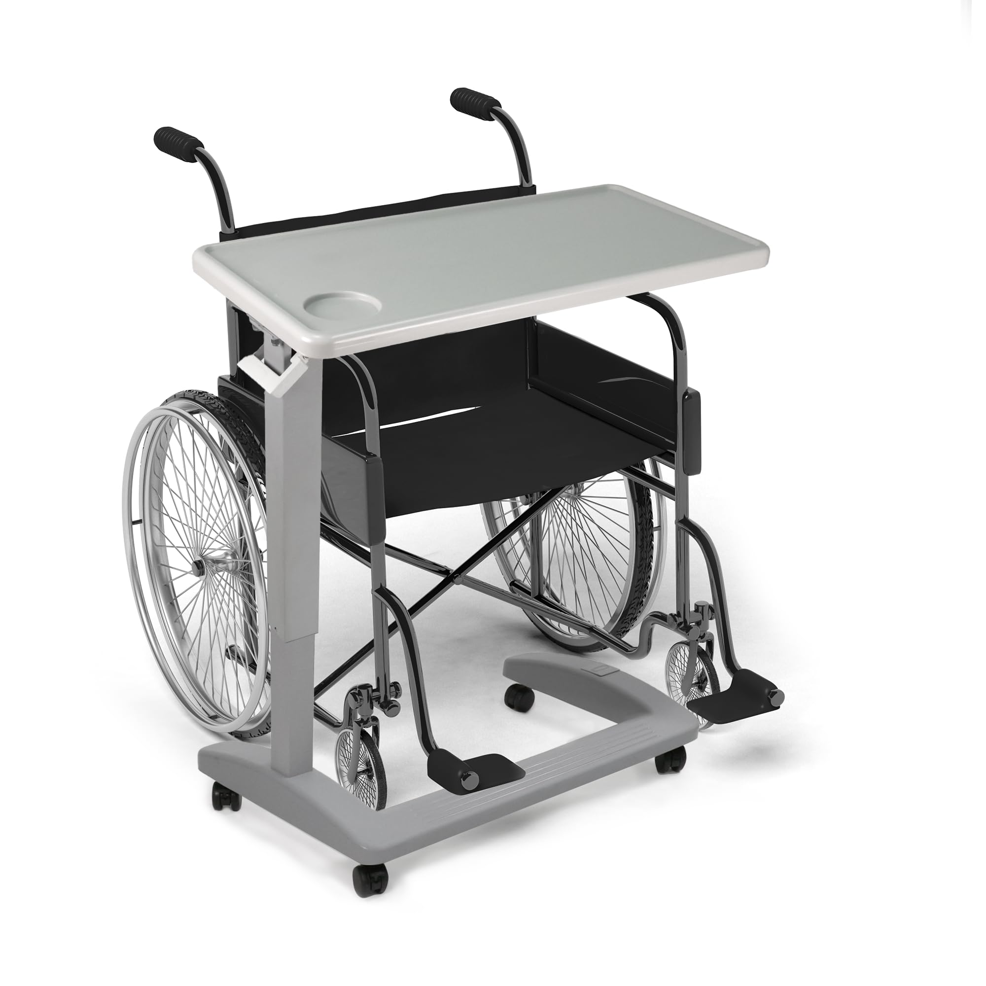 Vaunn Table de chevet médicale réglable avec roulettes pour usage hospitalier et domestique - Gris clair