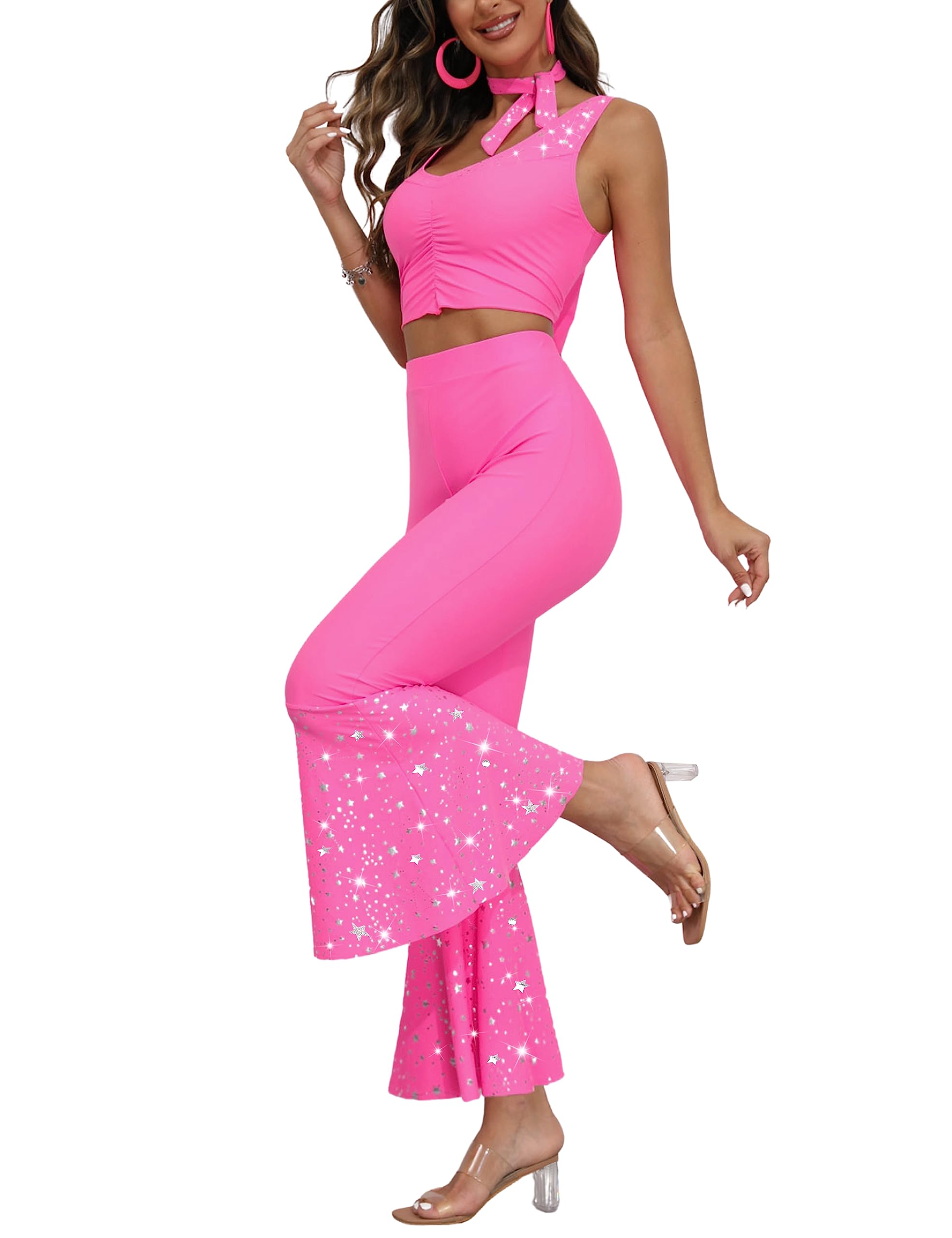 Pantalon Plateado Mujer Pantalones Acampanados Plateados Años 70