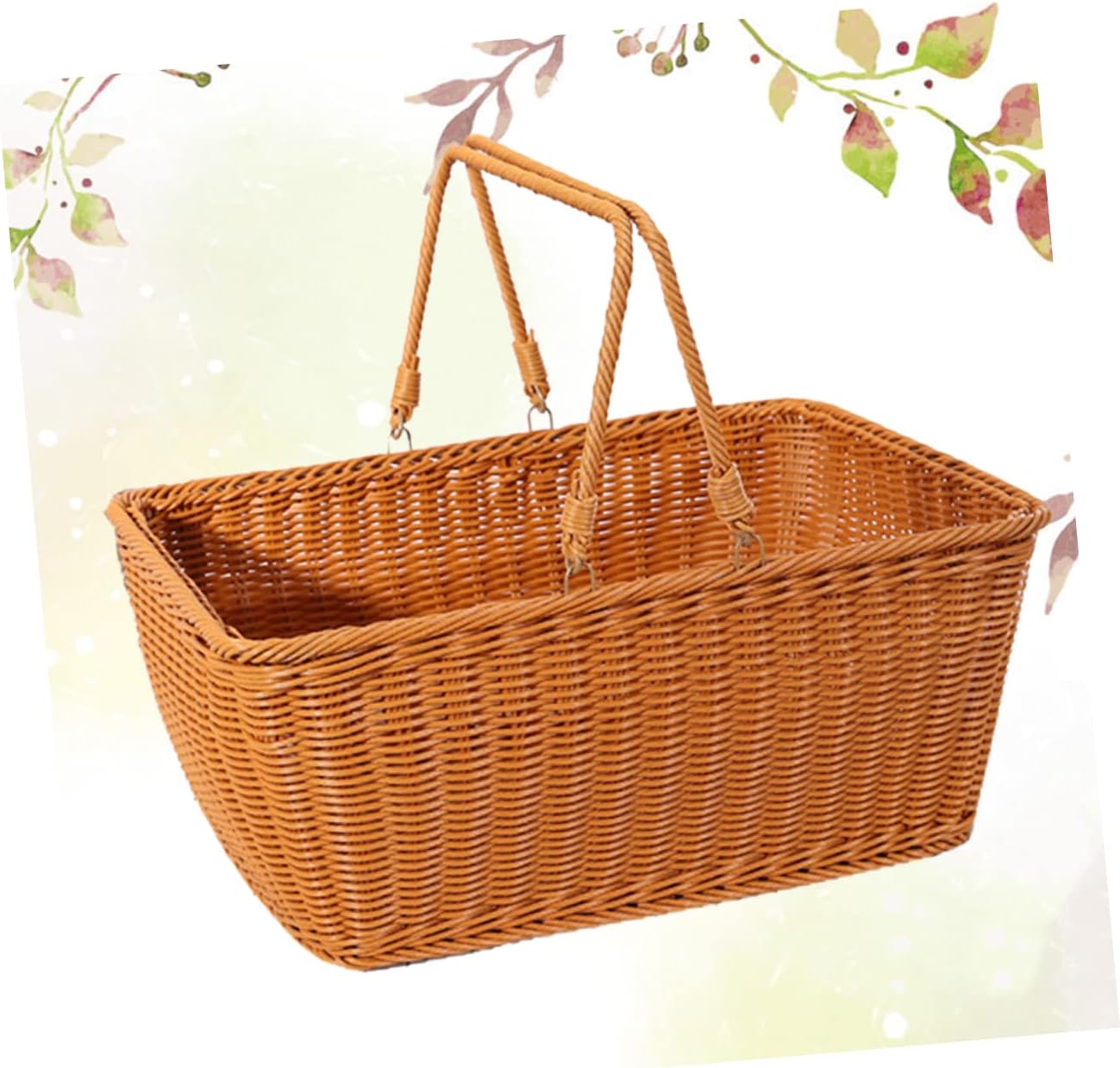 Amosfun 1pc Simulated Rattan Woven Basket Practical Decorative Snack Storage Basket for Home Picnic and Parties Light Versatile Design for Vegetables and Flowers