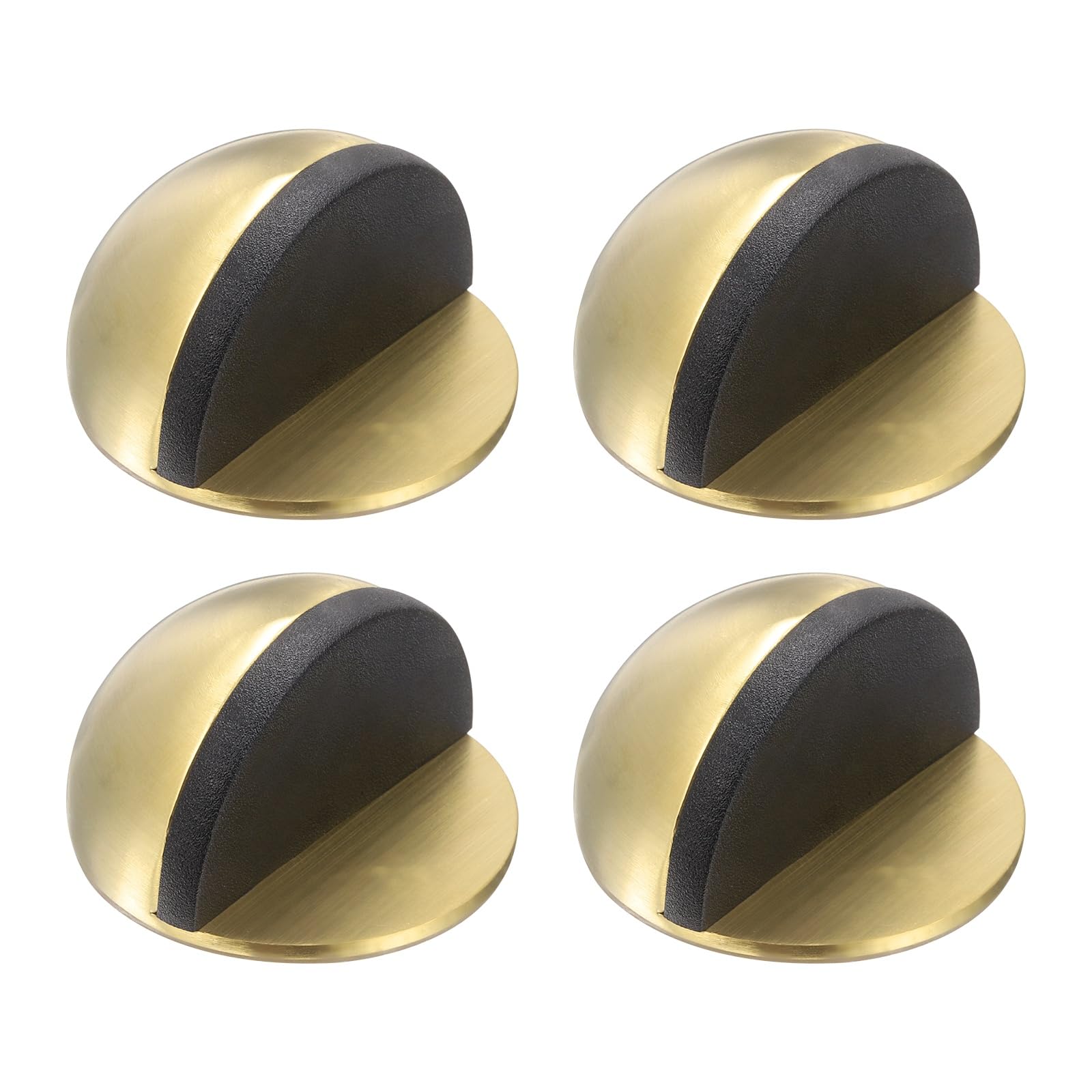 sourcing map 4 Pack Low Dome Floor Door Stop, 45mm Dia. Self Adhesive Door Stoppers, No Drilling Stainless Steel Half Dome Rubber Bumper Wall Protector for Bedroom Bathroom, Gold