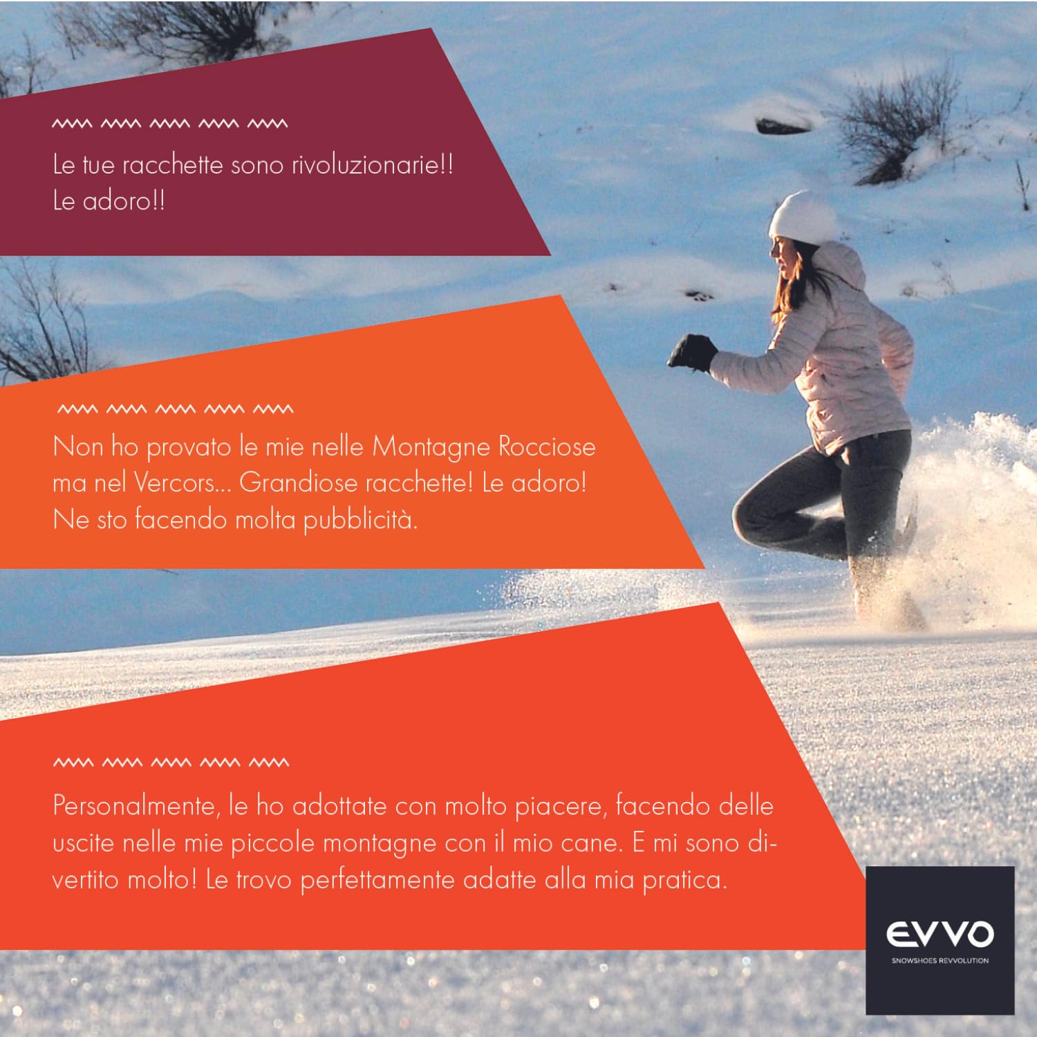 EVVO - Originale - Racchette da neve Made in France con solette con chiodi Michelin®, attacchi regolabili, per uomo e donna con borsa di trasporto inclusa, per tutti i terreni, escursioni, snowboard