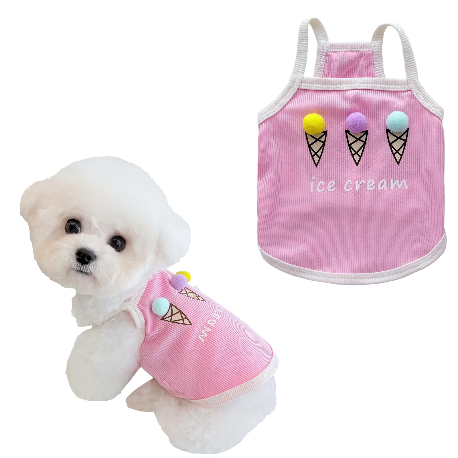 Lelepet 2 stuks honden-T-shirts, zomer katoenen hondenshirt, ademend