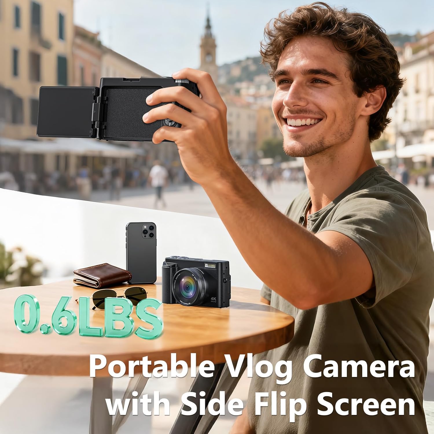 4K Digital Camera for Photography, 48MP Vlogging Camera with Autofocus, Flash, 180° Flip Screen, 16X Zoom, 32GB Card, 2 Batteries & Charger, Compact Travel Camera for Teens, Beginners & YouTube - Image 4