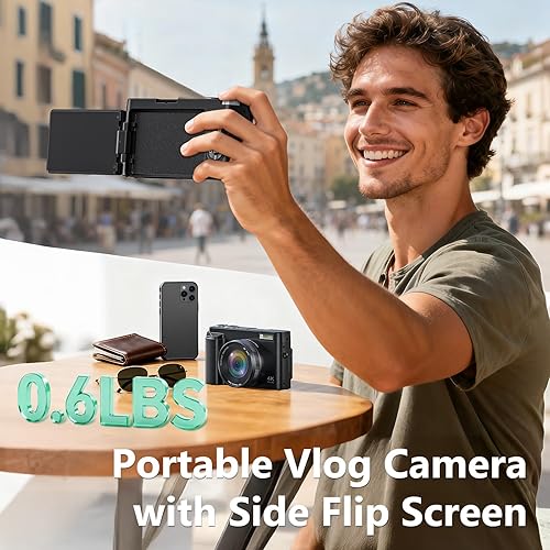 Miniatura 4 de Cámara digital 4K para fotografía, cámara de videoblogs de 48 megapíxeles con enfoque automático, flash, pantalla giratoria de 180, zoom 16X,