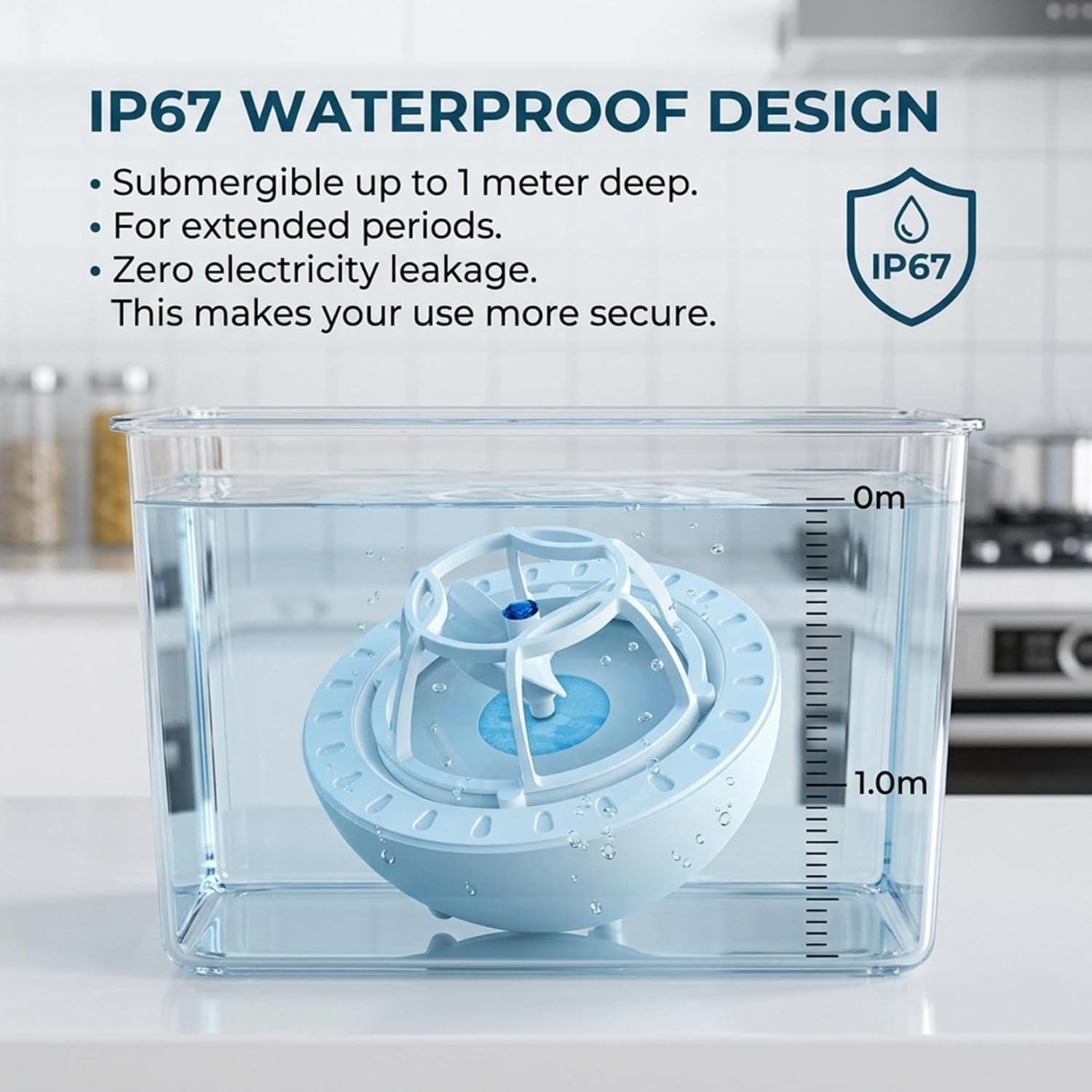 Mini Dishwasher for Kitchen Sink, Portable Dish Washer with Powerful Wave Cleaning & IP67 Waterproof, USB Powered Compact Dishwasher for Daily Use (Blue) Portable Dish Washer