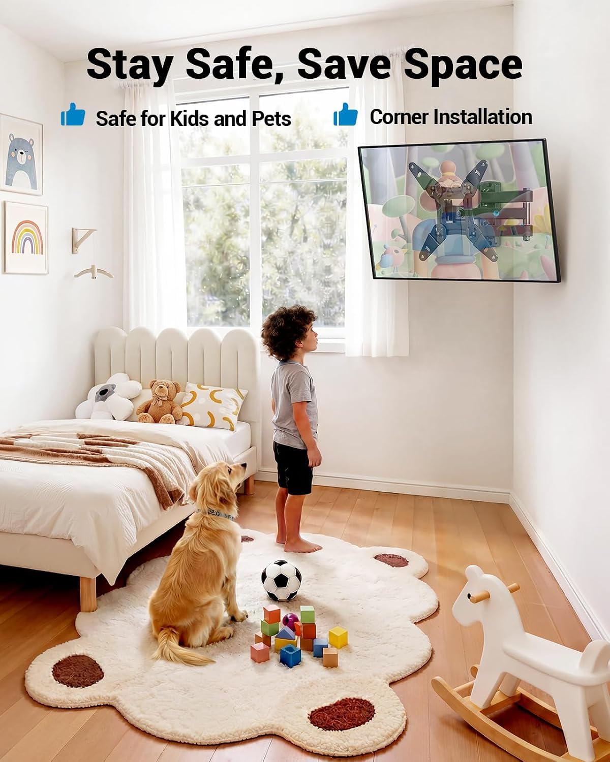Full Motion TV Wall Mount for 13-43 Inch Flat Curved Screen TVs, Max VESA 200x200mm up to 44lbs M718325