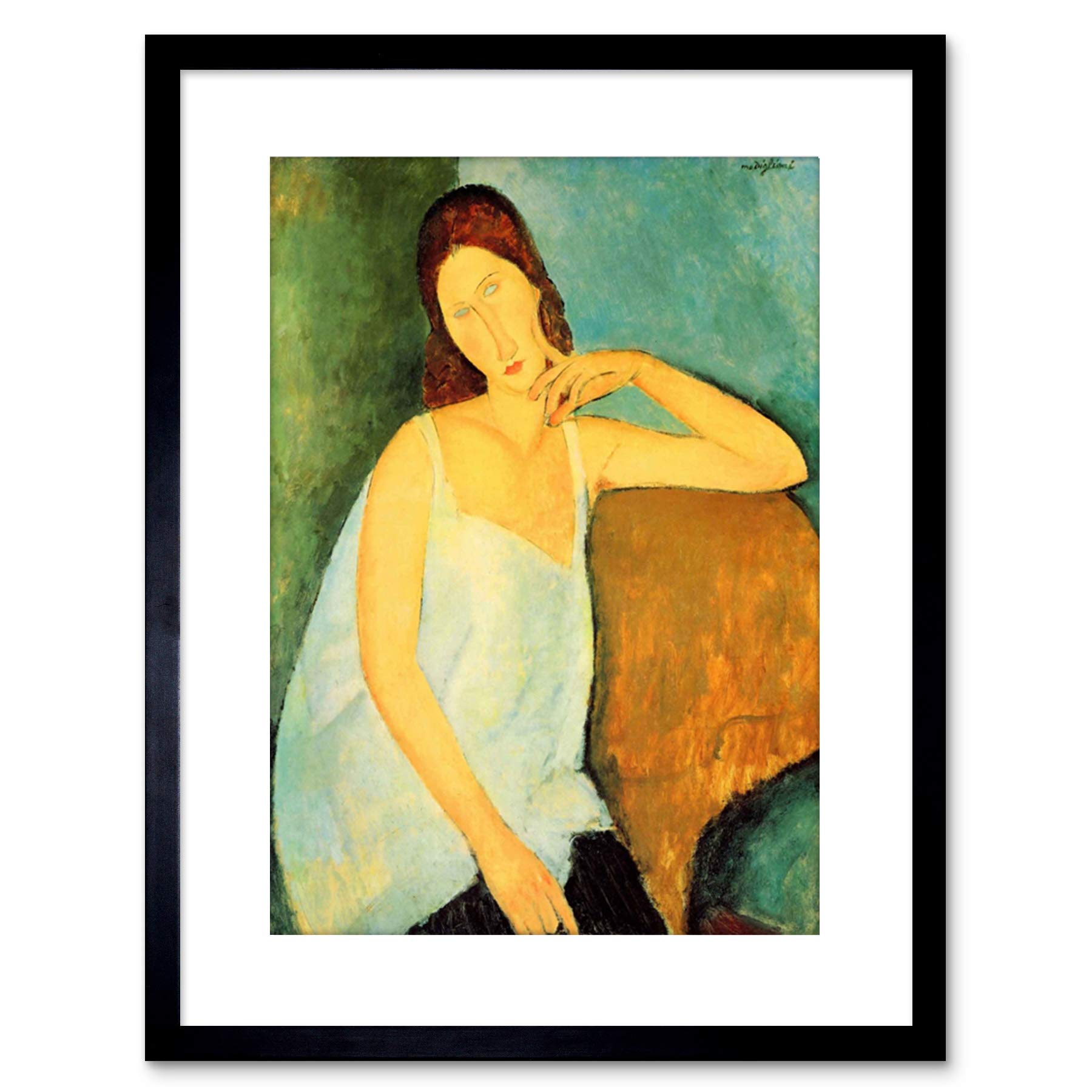 Wee Blue Coo Painting Modigliani Portrait Jeanne Hebuterne Four Framed Wall Art Print