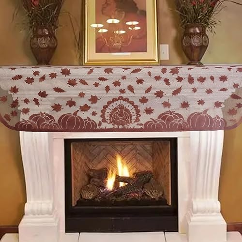Thanksgiving Mantle Scarf for Fireplace Decorations - Lace Mantel Cover